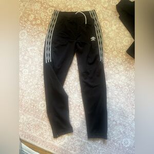Umbro Black Kids Joggers with White Diamond Side Trim